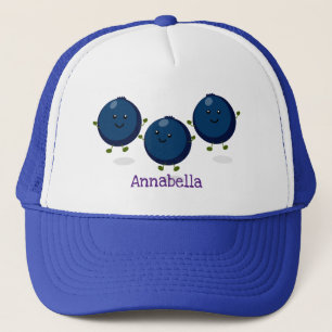 Cute happy blueberries purple cartoon personalized trucker hat