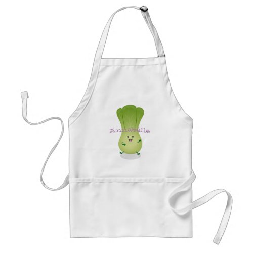 Cute happy bok choy cartoon illustration adult apron