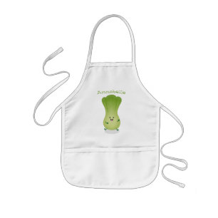 Cute happy bok choy cartoon illustration kids' apron