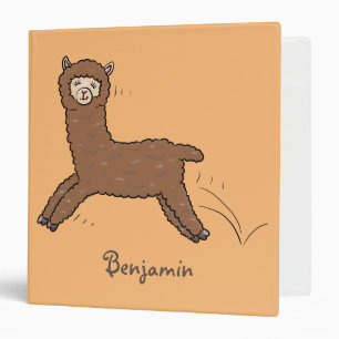 Cute happy brown alpaca cartoon 3 ring binder