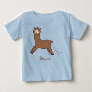 Cute happy brown alpaca cartoon baby T-Shirt