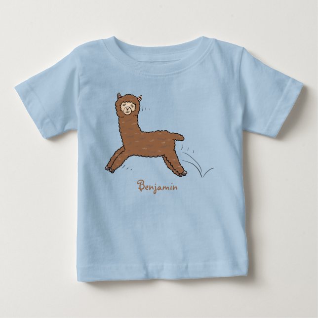Cute happy brown alpaca cartoon baby T-Shirt (Front)