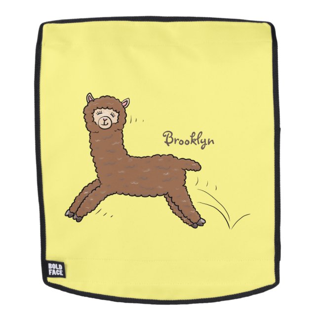 Cute happy brown alpaca cartoon backpack (Removable Face)
