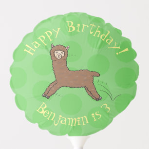Cute happy brown alpaca cartoon balloon