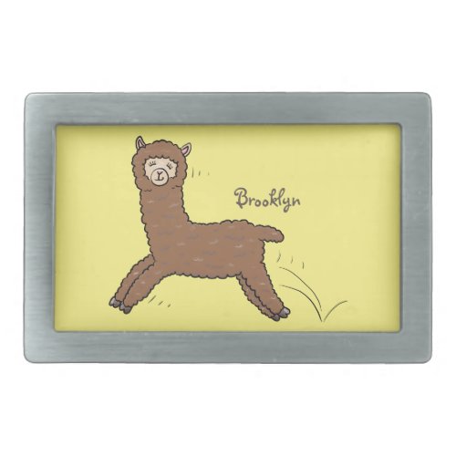 Cute happy brown alpaca cartoon belt buckle