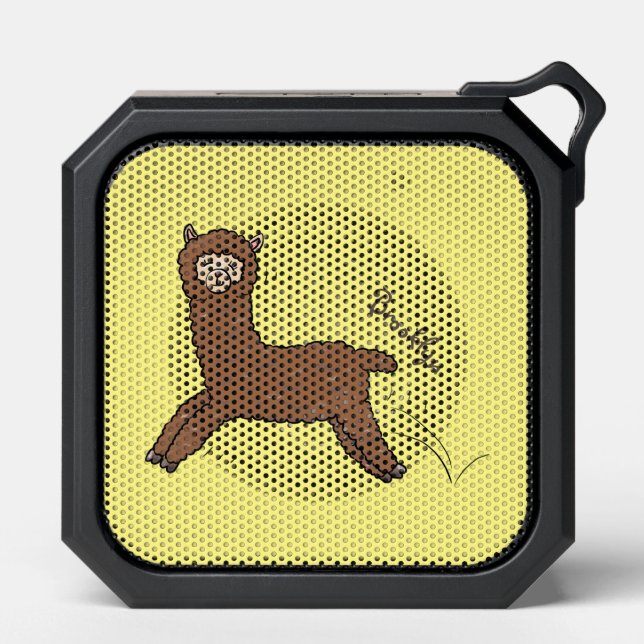 Cute happy brown alpaca cartoon bluetooth speaker (Front)