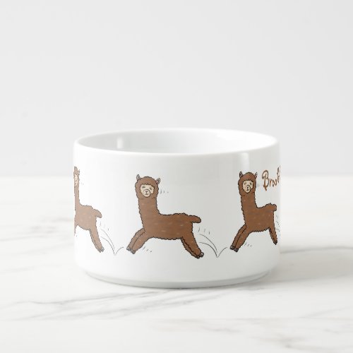 Cute happy brown alpaca cartoon bowl