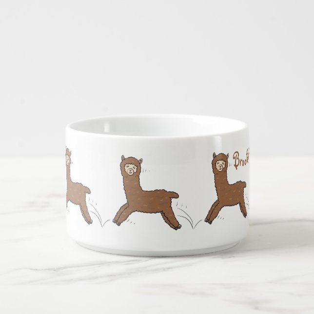 Cute happy brown alpaca cartoon bowl (Center)