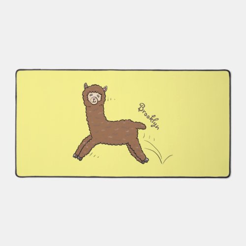 Cute happy brown alpaca cartoon desk mat