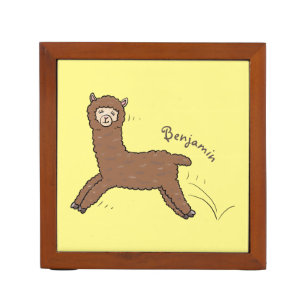 Cute happy brown alpaca cartoon desk organizer