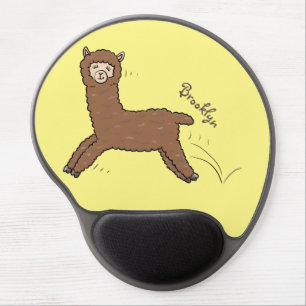 Cute happy brown alpaca cartoon gel mouse pad