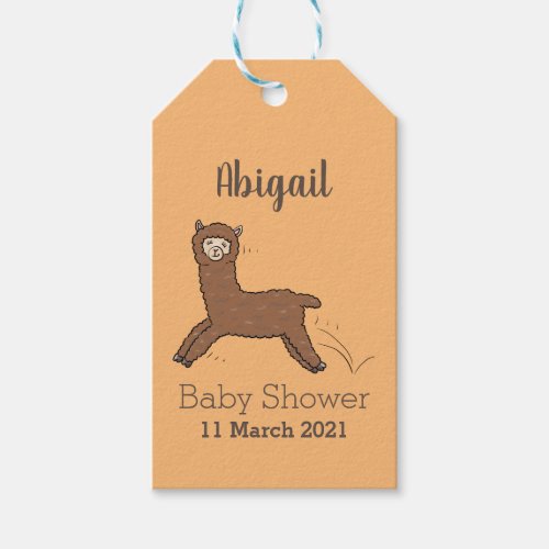 Cute happy brown alpaca cartoon gift tags