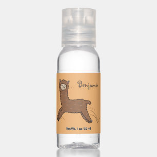 Cute happy brown alpaca cartoon hand sanitizer