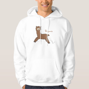 Cute happy brown alpaca cartoon hoodie