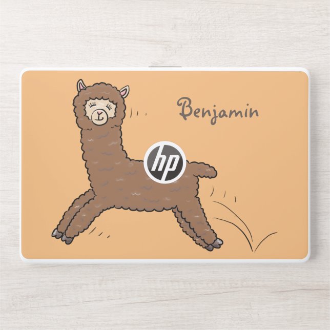 Cute happy brown alpaca cartoon HP laptop skin (Front)