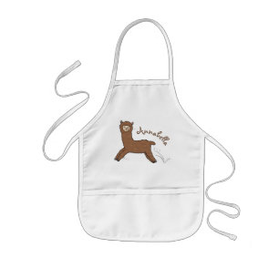 Cute happy brown alpaca cartoon kids' apron