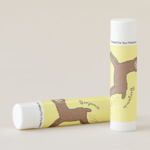 Cute happy brown alpaca cartoon lip balm