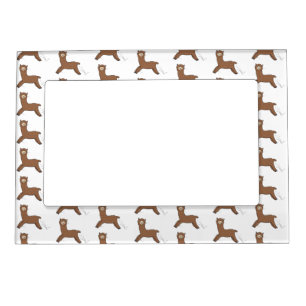 Cute happy brown alpaca cartoon magnetic frame
