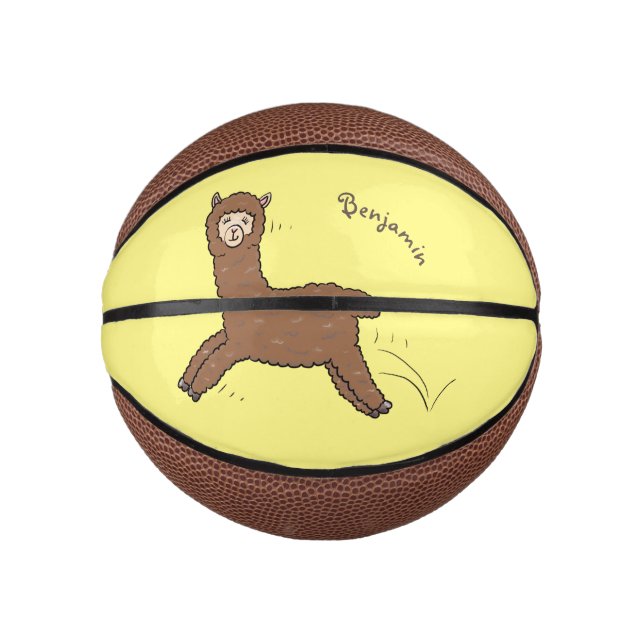 Cute happy brown alpaca cartoon mini basketball (Front)