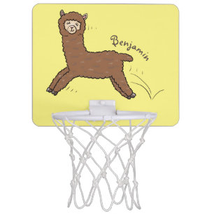 Cute happy brown alpaca cartoon mini basketball hoop