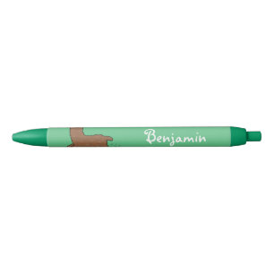 Cute happy brown alpaca cartoon pen