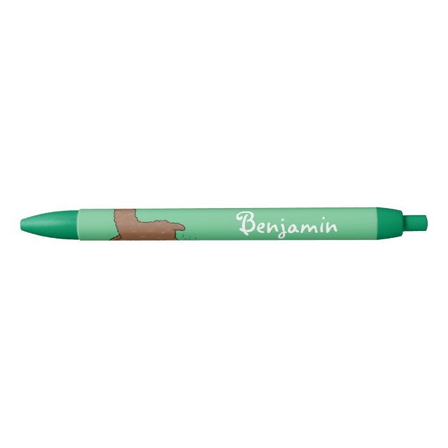 Cute happy brown alpaca cartoon pen (Front)