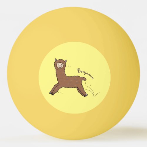 Cute happy brown alpaca cartoon ping pong ball