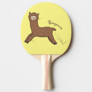 Cute happy brown alpaca cartoon ping pong paddle