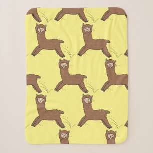 Cute happy brown alpaca cartoon sherpa blanket