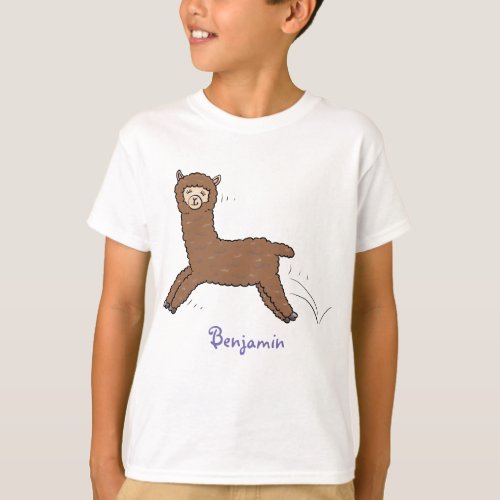 Cute happy brown alpaca cartoon T_Shirt