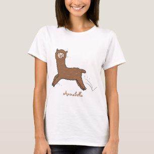 Cute happy brown alpaca cartoon T-Shirt