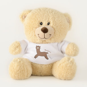 Cute happy brown alpaca cartoon teddy bear