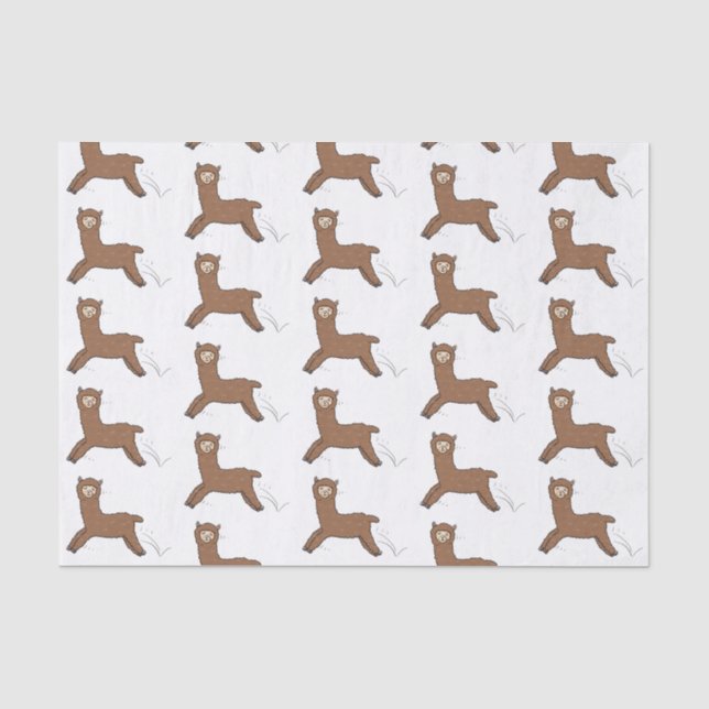 Cute happy brown alpaca cartoon tissue paper (Front)