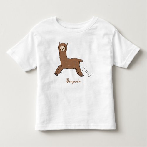 Cute happy brown alpaca cartoon toddler t_shirt