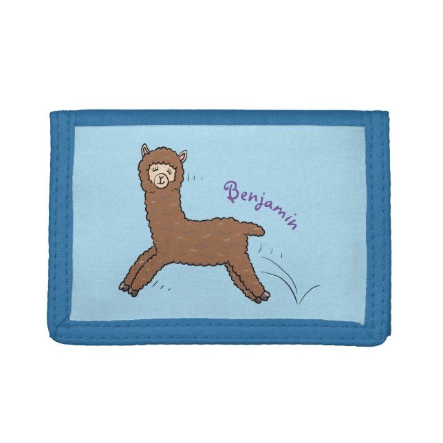 Cute happy brown alpaca cartoon trifold wallet (Front)