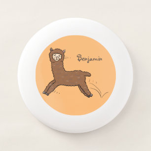 Cute happy brown alpaca cartoon Wham-O frisbee