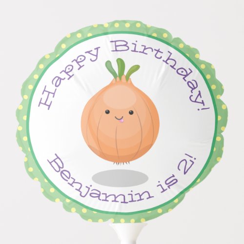 Cute happy brown onion cartoon illustration balloon