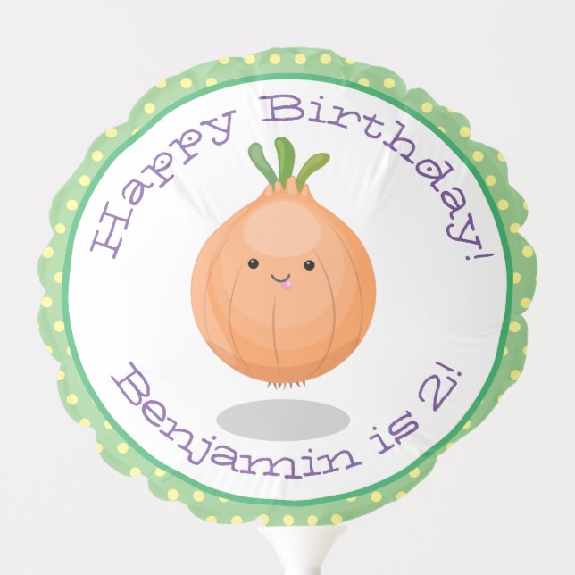 Cute happy brown onion cartoon illustration balloon (Front)