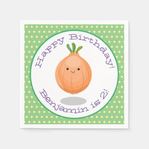 Cute happy brown onion cartoon illustration napkins