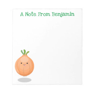 Cute happy brown onion cartoon illustration notepad