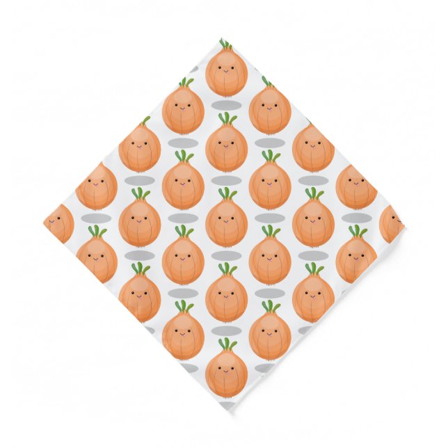 Cute happy brown onion green cartoon illustration  bandana (Front)