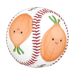 Cute happy brown onion green cartoon illustration baseball