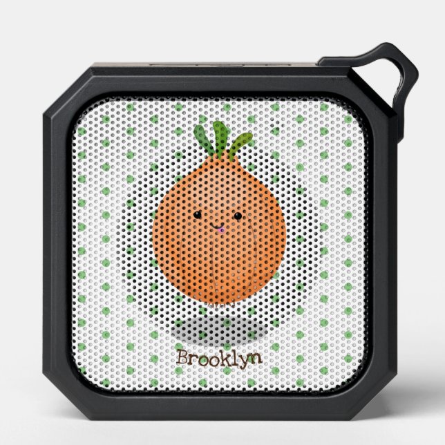 Cute happy brown onion green cartoon illustration bluetooth speaker (Front)