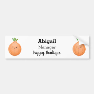 Cute happy brown onion green cartoon illustration bumper sticker