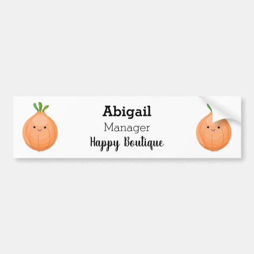 Cute happy brown onion green cartoon illustration bumper sticker