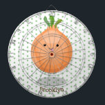 Cute happy brown onion green cartoon illustration dart board<br><div class="desc">This cute design features our happy jumping brown onion in cartoon illustration style,  and  brings some summer vegetable fun to you.</div>