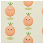 Cute happy brown onion green cartoon illustration fabric