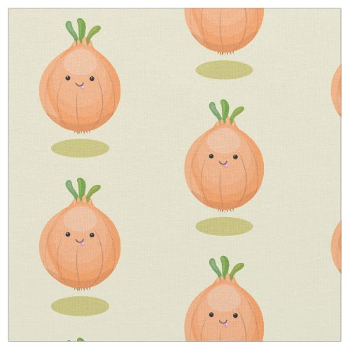 Cute happy brown onion green cartoon illustration fabric