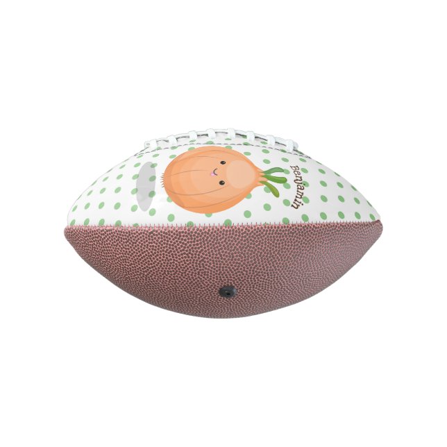 Cute happy brown onion green cartoon illustration football (Rotated 270)