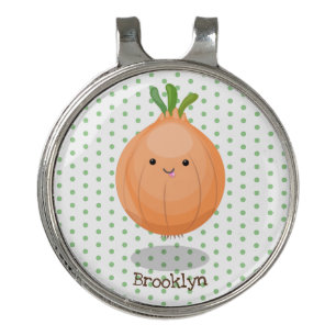 Cute happy brown onion green cartoon illustration golf hat clip